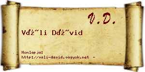 Váli Dávid névjegykártya