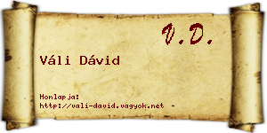 Váli Dávid névjegykártya